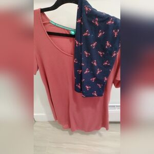 Sweetlegs kit medium classic tee + cropped  leggings coral marine lobsters